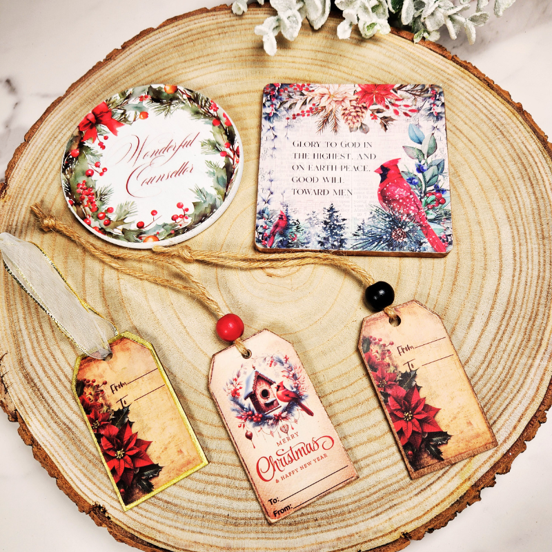 How To Make Christmas Coasters (& MORE) with Our Peaceful Seasons Rub-On Transfers