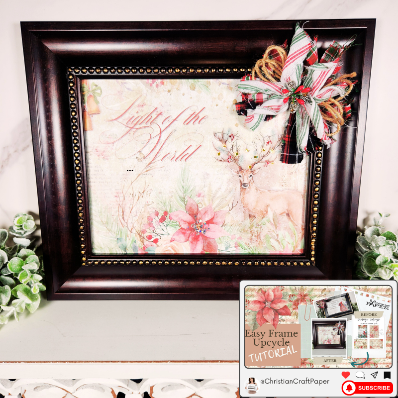 Try this EASY Frame Upcycle with Rice Paper | DIY Vintage Christmas Frame
