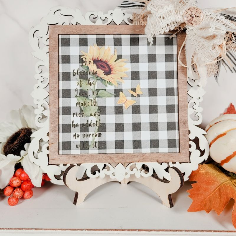 How To Make Mixed Media Tile Sign with Sunflowers & Scripture