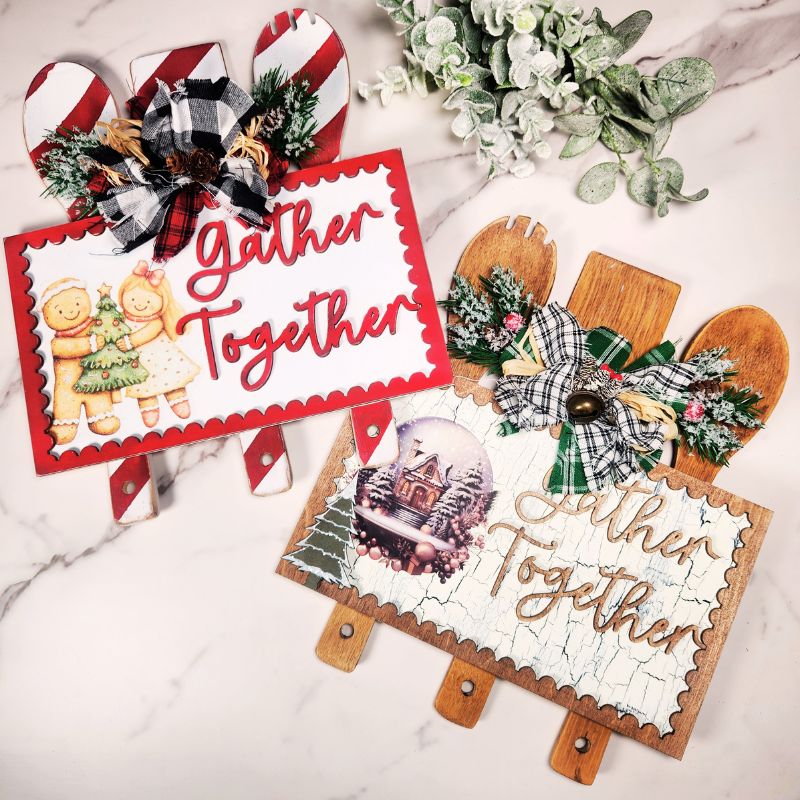 Rustic Farmhouse Kitchen Wall Decor | Gather Together Utensil Sign DIY
