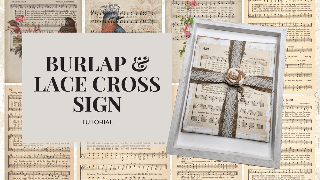 Vintage Hymnal & Burlap Cross Sign