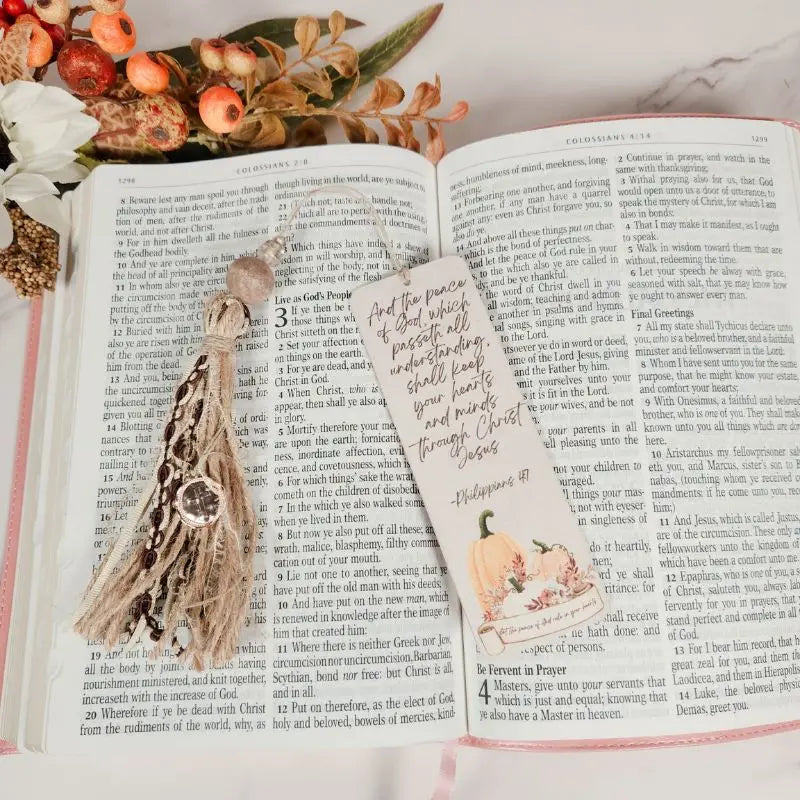 DIY Fall Into His Peace Pop & Swap Tile + Tassel Bookmark