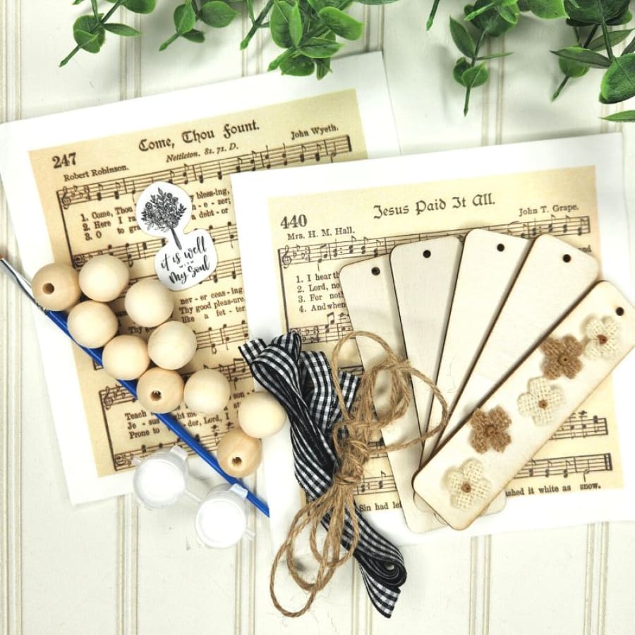 5-PK Wooden Bookmark Hymnal Decoupage Kit