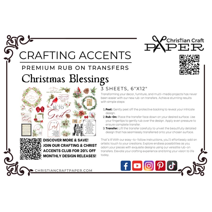 Christmas Blessings | Christian Rub On Transfers For Crafts