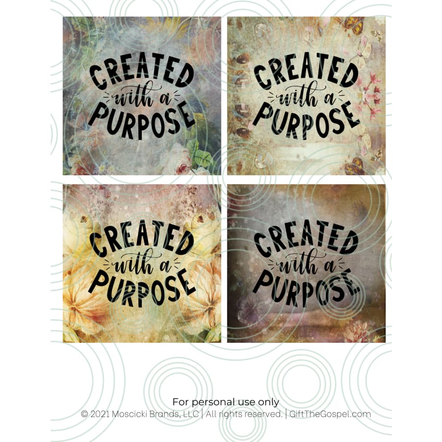 decoupage paper, digital paper, created with a purpose, 4 inch coaster, bible verse, digital papers
