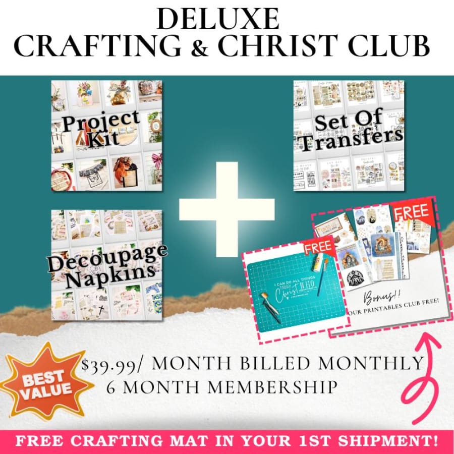 DELUXE Crafting & Christ Monthly Decoupage Kit + Transfers