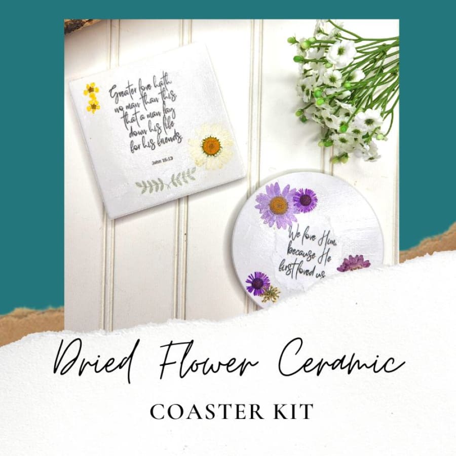 Dried Flower Ceramic Coaster DIY Decoupage Kit