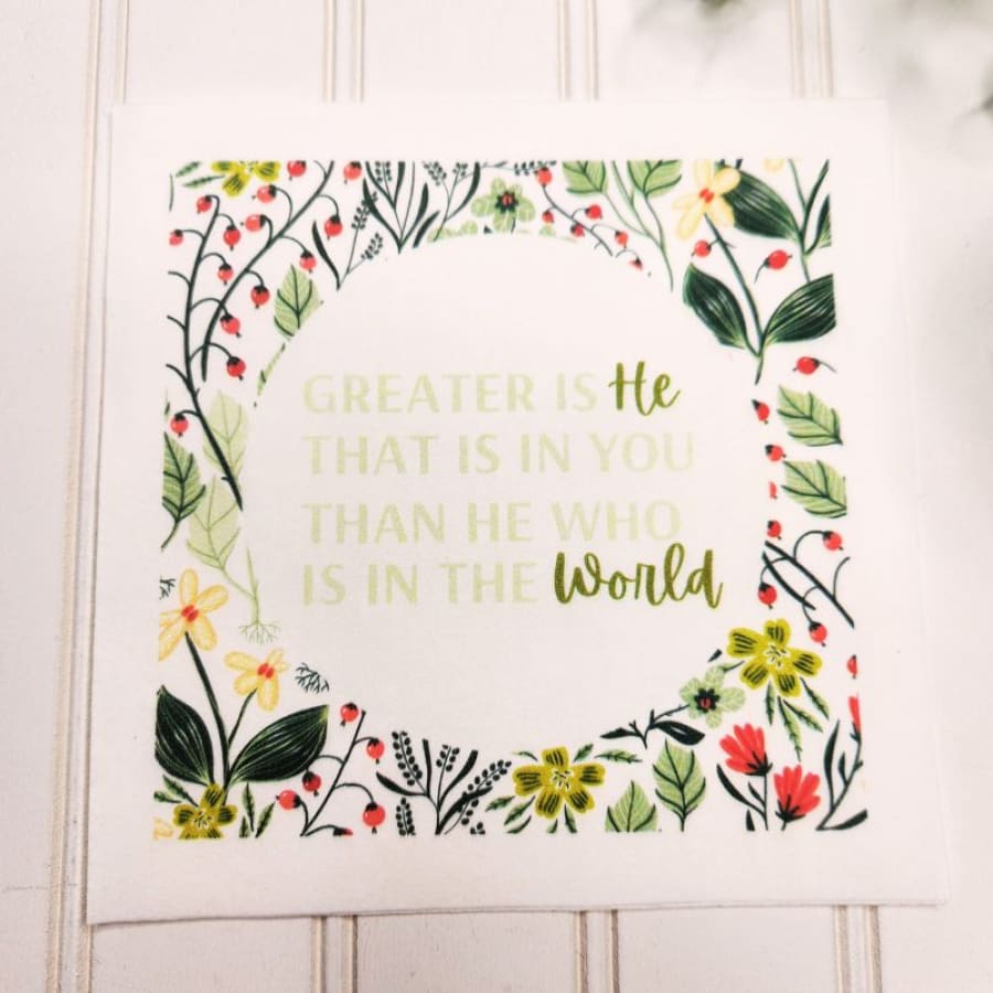 Greater Is He 1 John 4:4 Christian Paper Decoupage Napkins