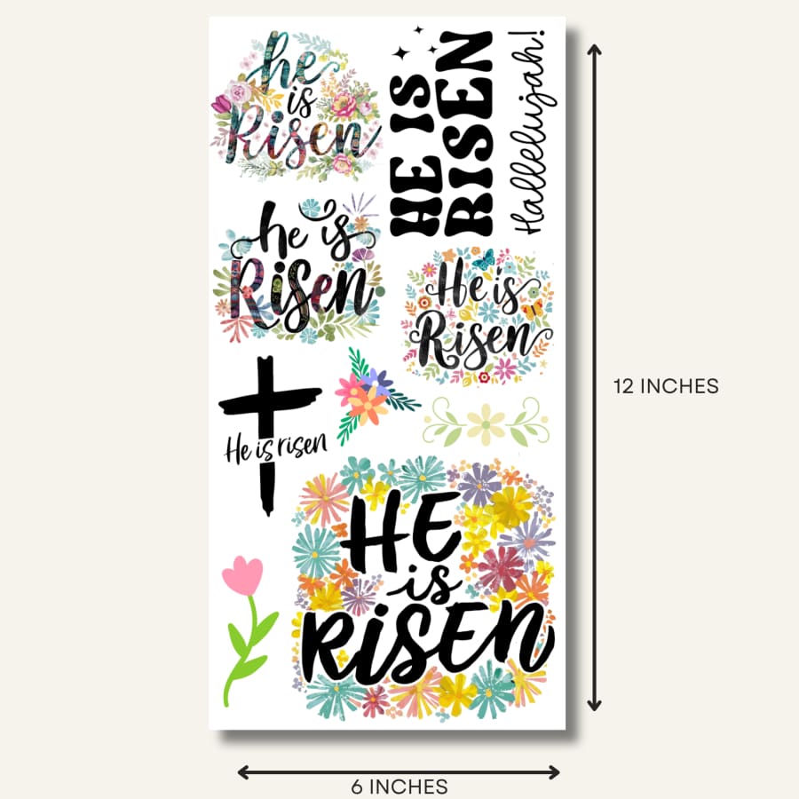 He Is Risen Premium Rub On Transfers