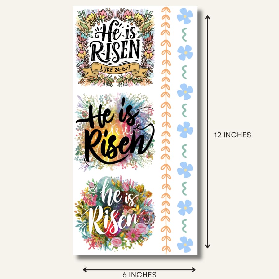 He Is Risen Premium Rub On Transfers