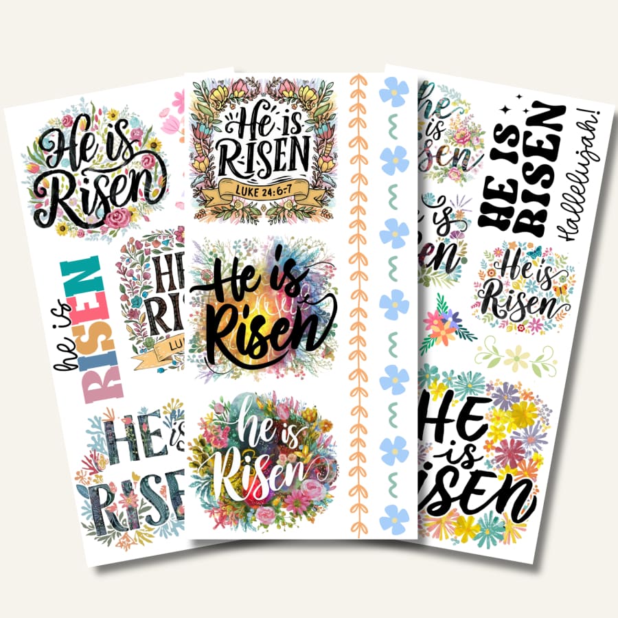 He Is Risen Premium Rub On Transfers