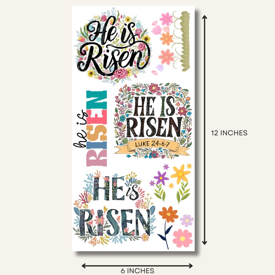 He Is Risen Premium Rub On Transfers
