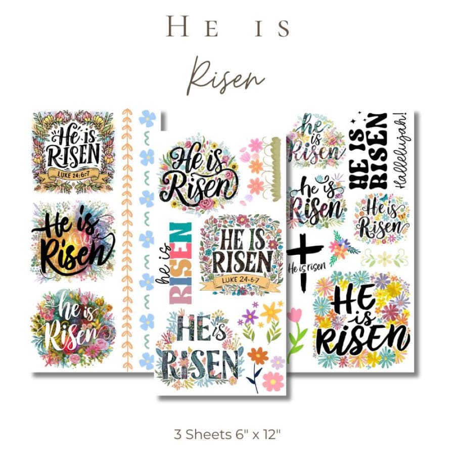 He Is Risen Premium Rub On Transfers - Hidden