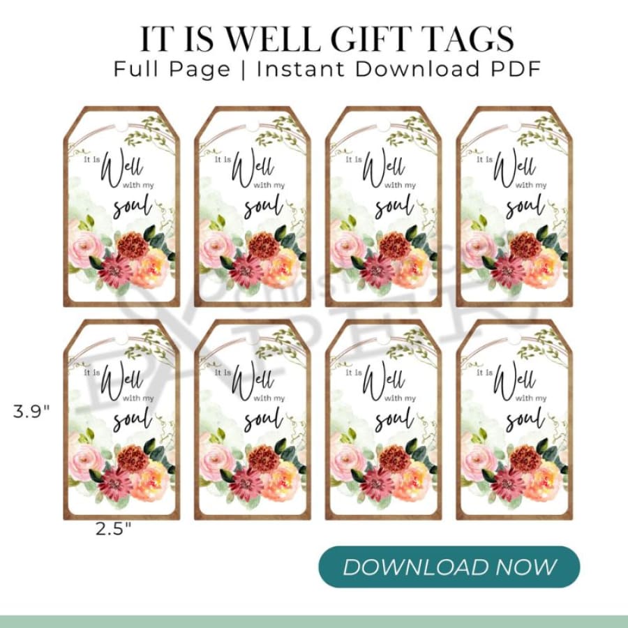 It Is Well Psalms 42:7 Printable Gift Tag