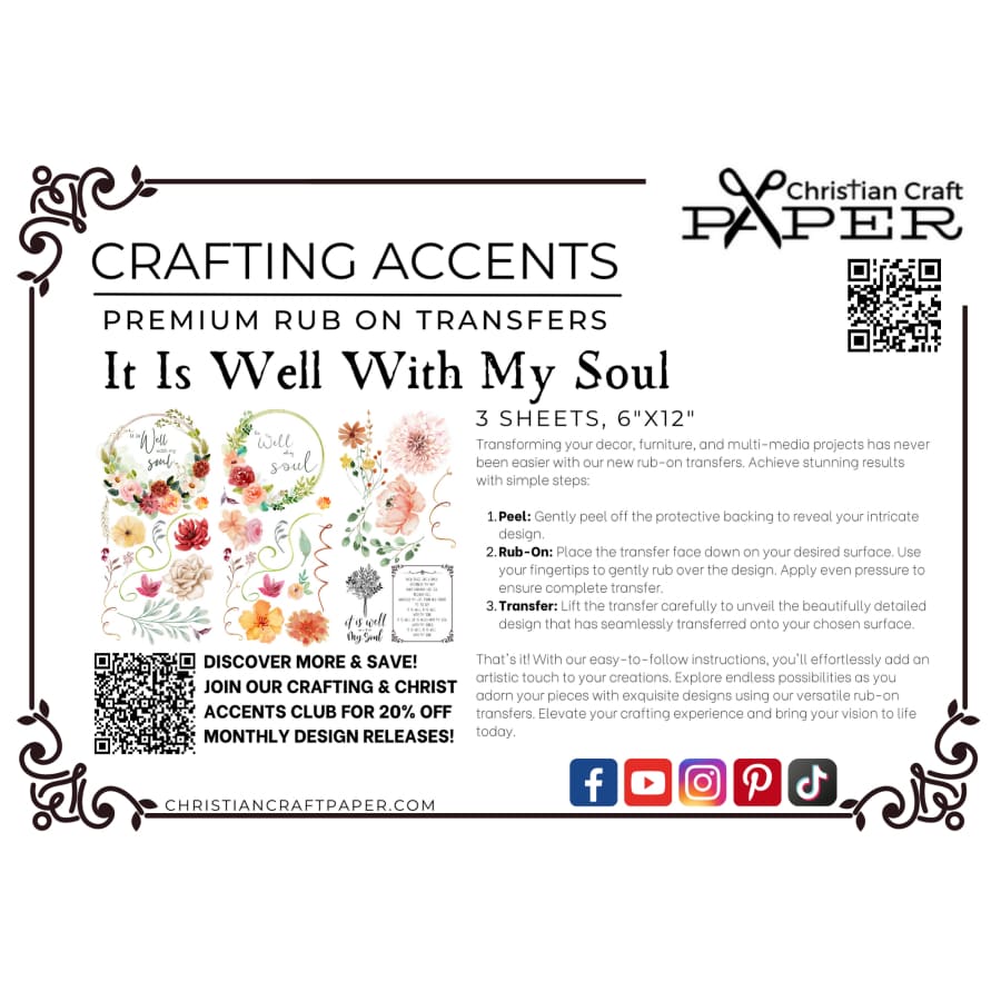 It Is Well With My Soul | Rub On Transfers For Crafts