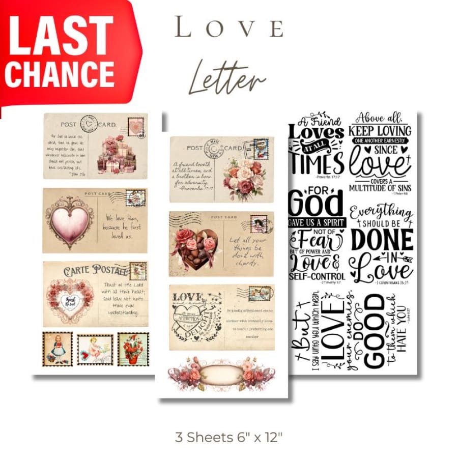Love Letter Premium Rub On Transfers