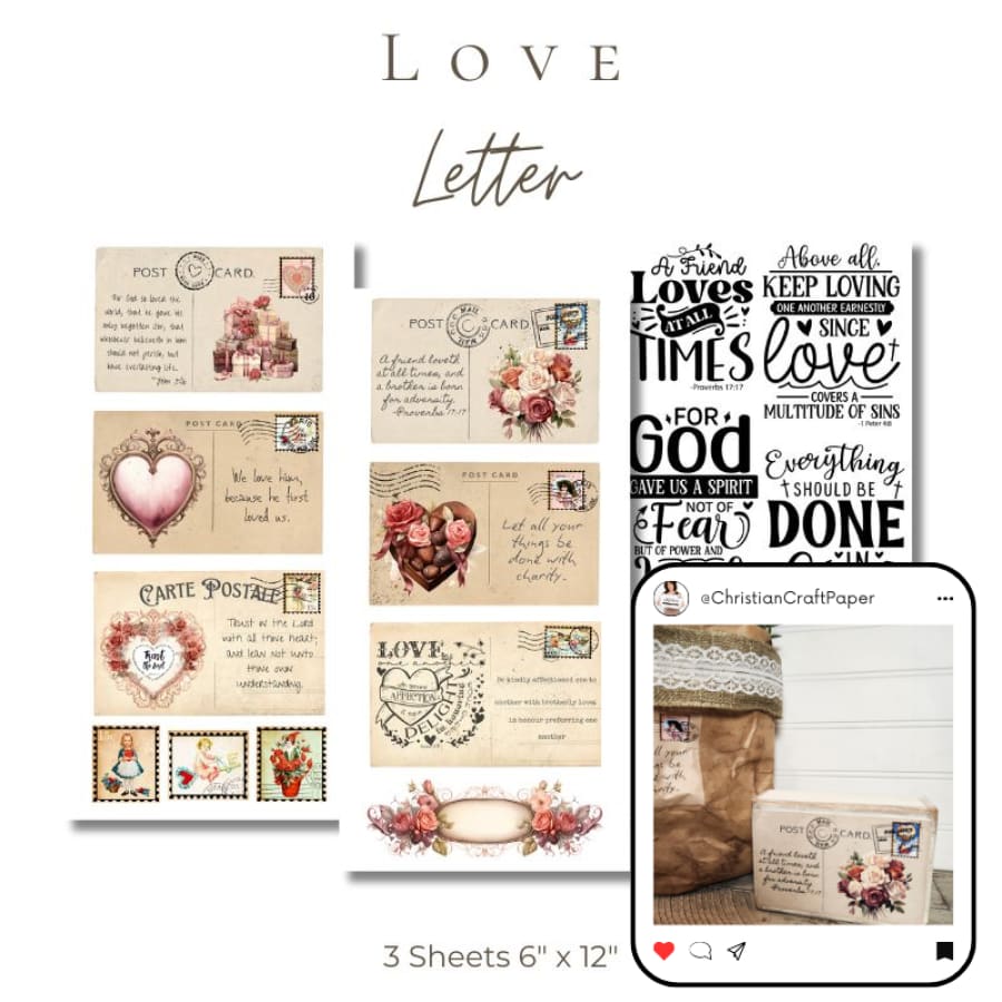 Love Letter Premium Rub On Transfers
