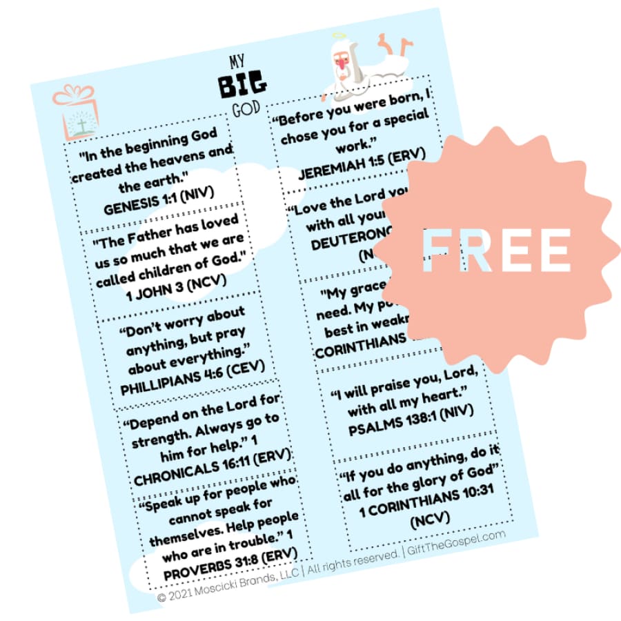 verse memorization cards for My BIG God bible journal for kids