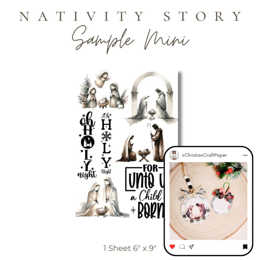 Nativity Story SAMPLE Mini Sheet Rub On Transfers For Crafts