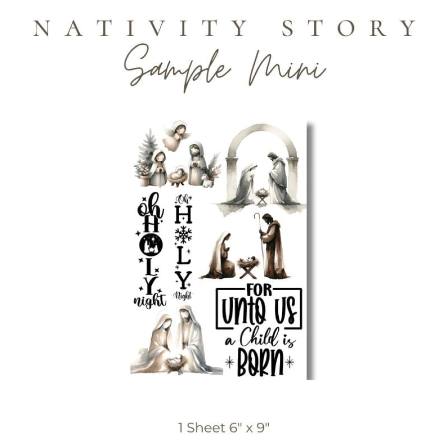 Nativity Story SAMPLE Mini Sheet Rub On Transfers For Crafts