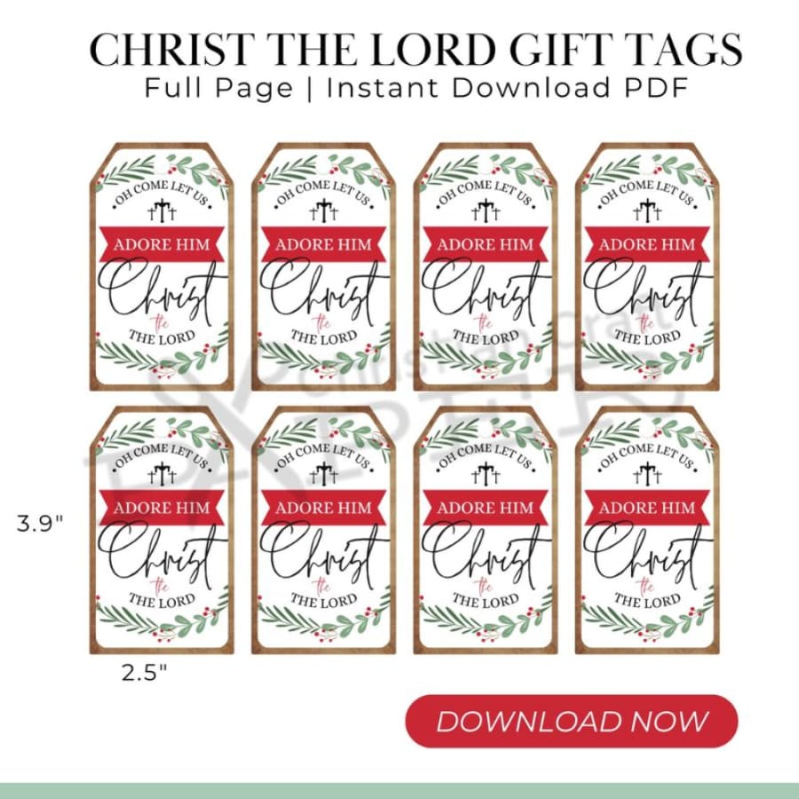 Oh Come Let Us Adore Him Christmas Printable Gift Tag