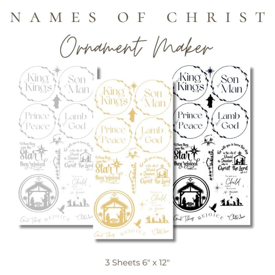 Names Of Christ Ornament Maker Premium Rub On Transfers