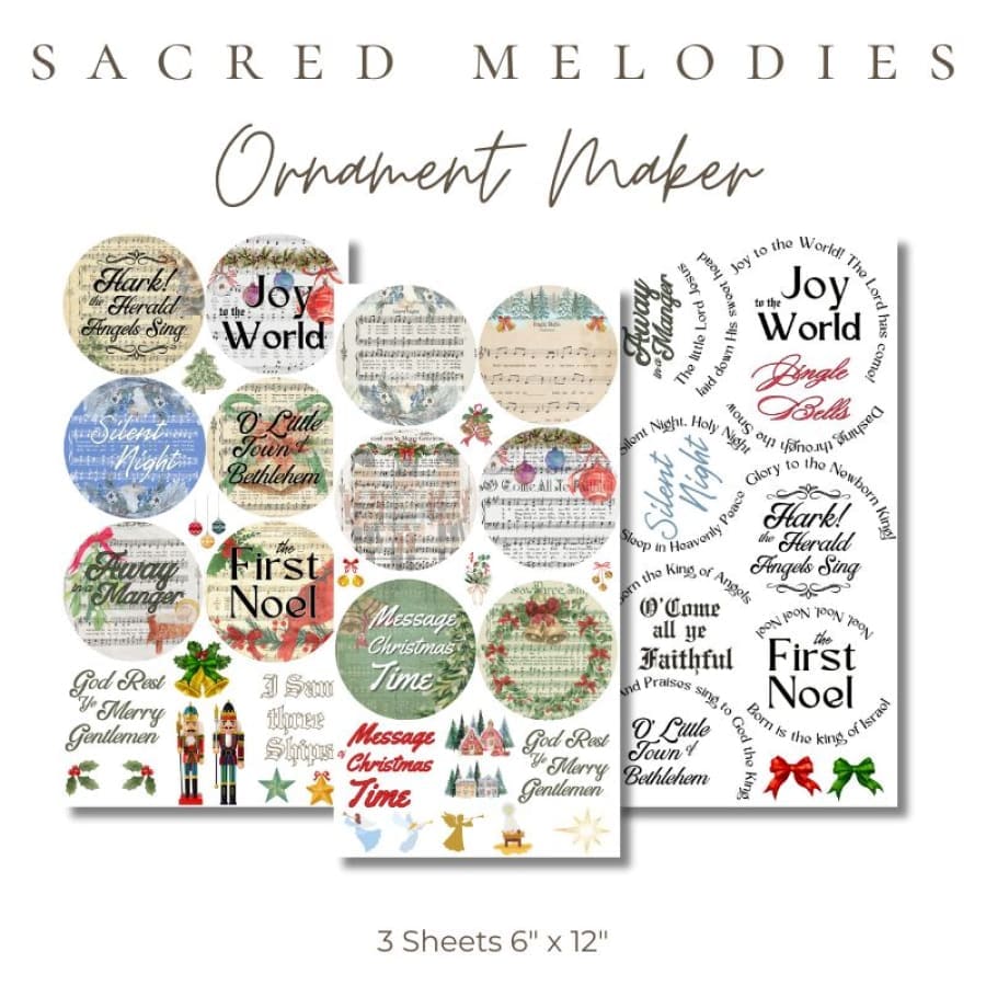 Sacred Melodies | Hymnal Rub-On Transfers for Ornaments &