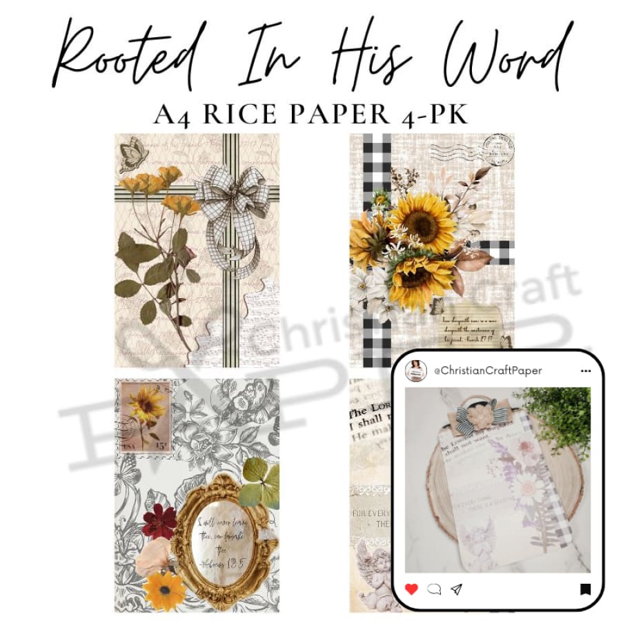 Rooted In His Word A4 Rice Paper 4 PK