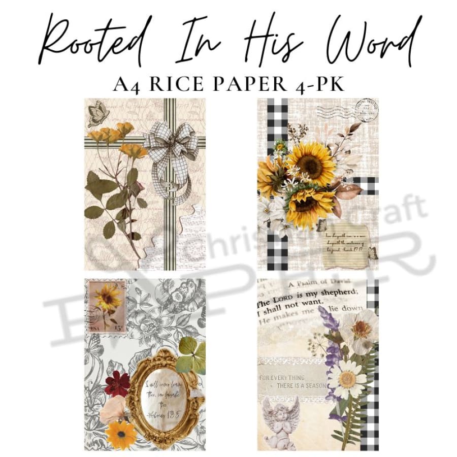 Rooted In His Word A4 Rice Paper 4-PK