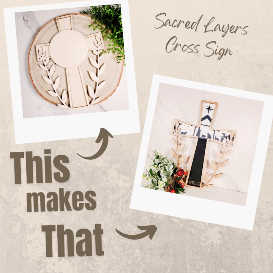 Sacred Layers Hanging Cross Sign