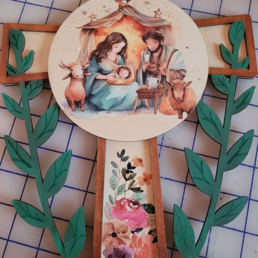 Sacred Layers Hanging Cross Sign