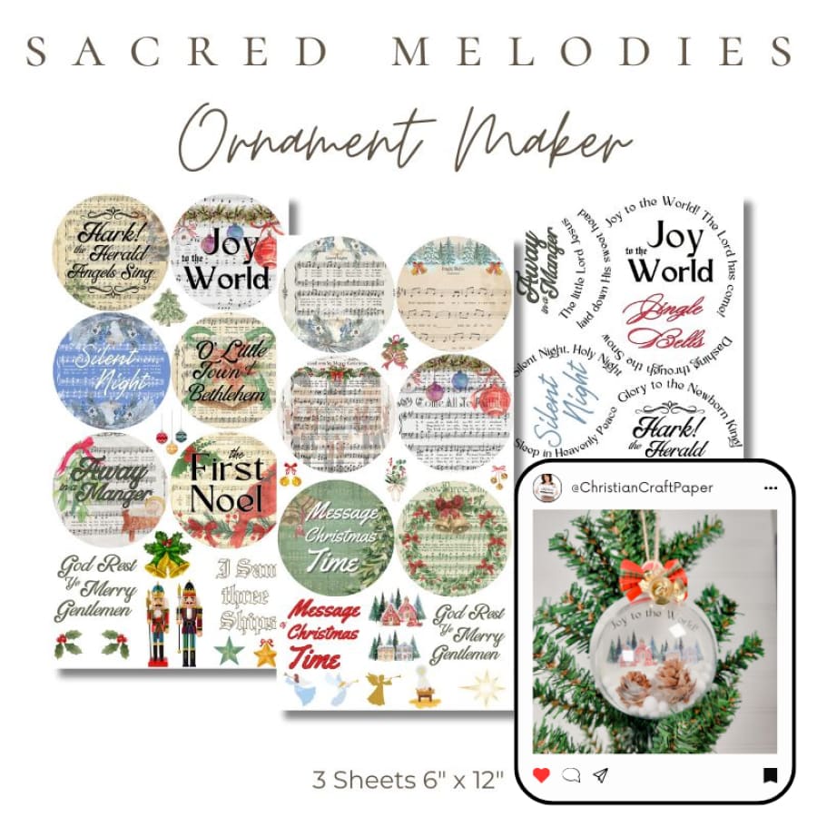 Sacred Melodies | Hymnal Rub On Transfers for Ornaments &