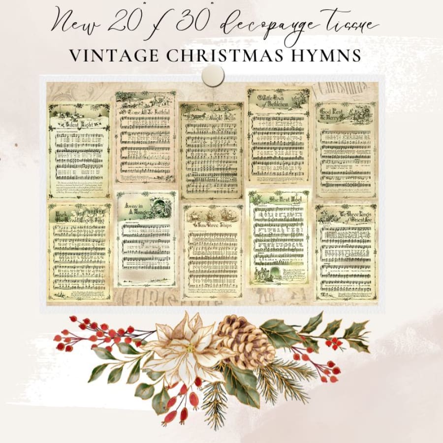 Vintage Christmas Hymns | Bible Verse Decoupage Tissue Paper