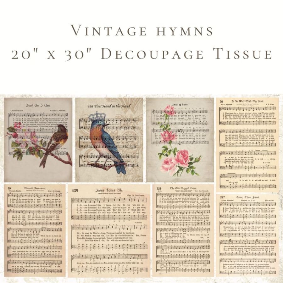 Vintage Hymns | Bible Verse Decoupage Tissue Paper 20’ x 30’