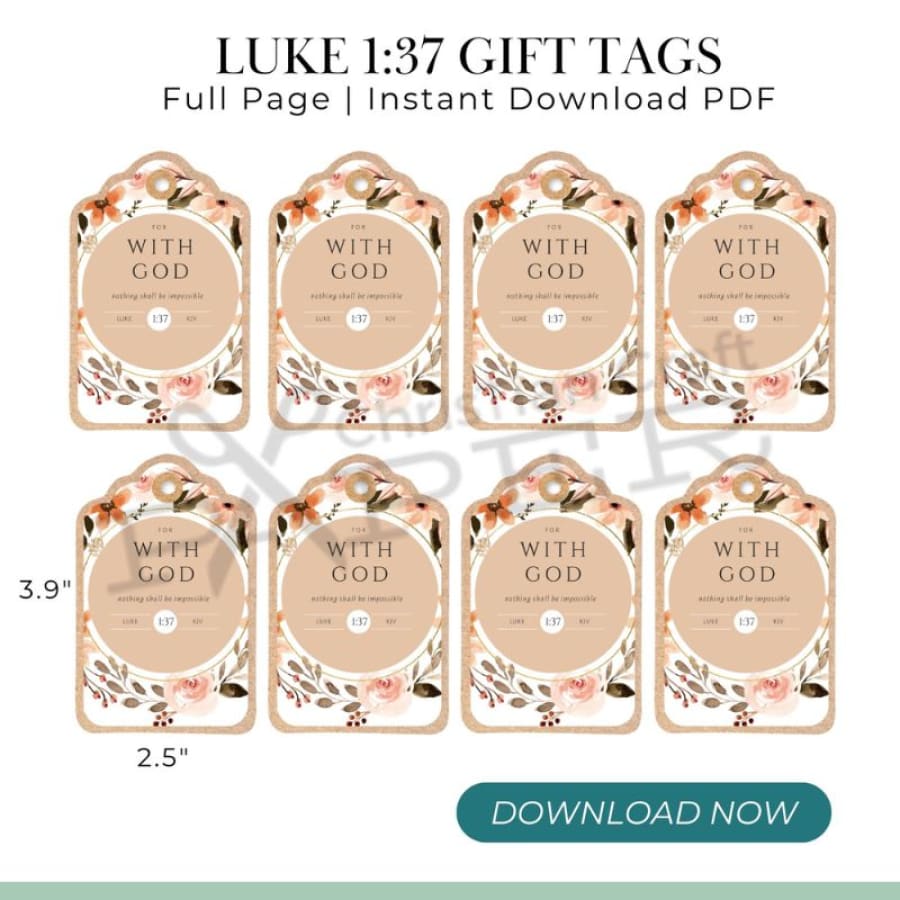 With God Luke 1:37 Printable Gift Tag