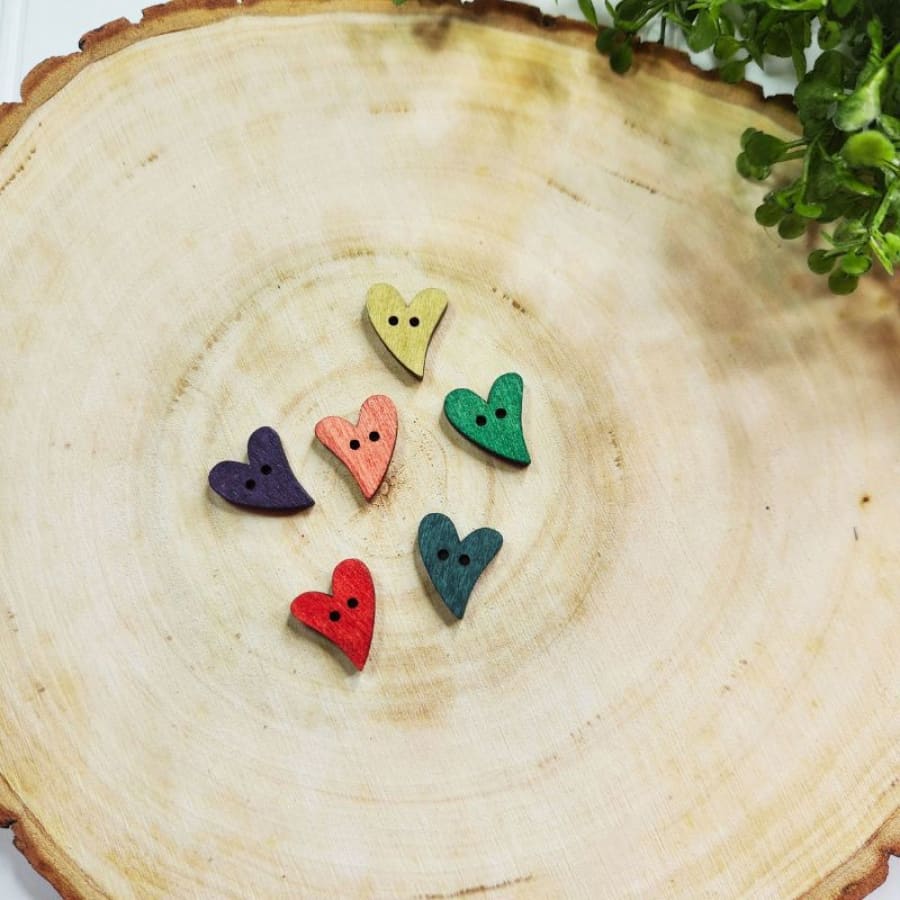 Wooden Heart Mystery Buttons For Decoupage [6-Pack]