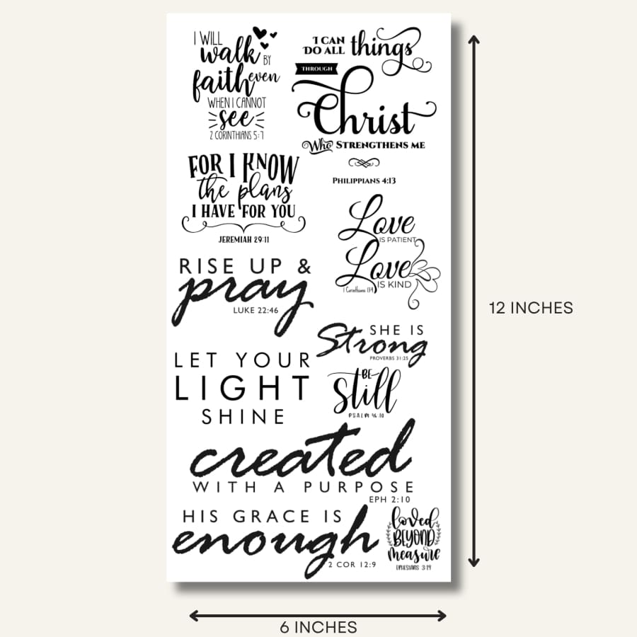 Words Of Faith V1 | Christian Rub On Transfers For Crafts