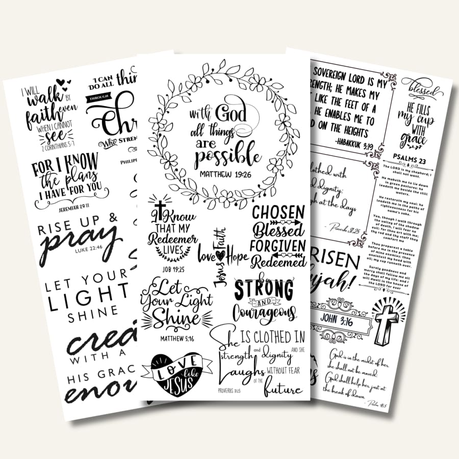 Words Of Faith V1 | Christian Rub On Transfers For Crafts