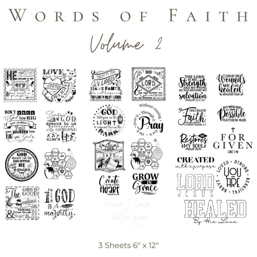 Words Of Faith Volume II | Christian Rub On Transfers
