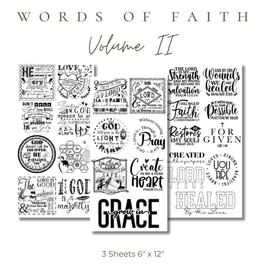 Words Of Faith Volume II | Christian Rub On Transfers