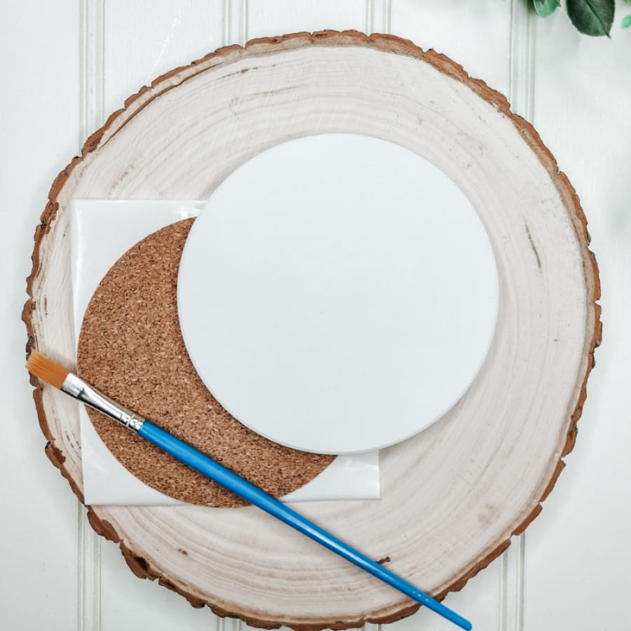Ceramic Tile Coasters + Cork Backing - CIRCLE