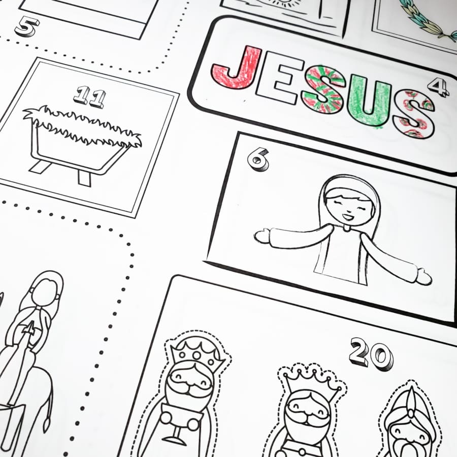 Christmas Countdown Advent Coloring Poster (INCLUDES 