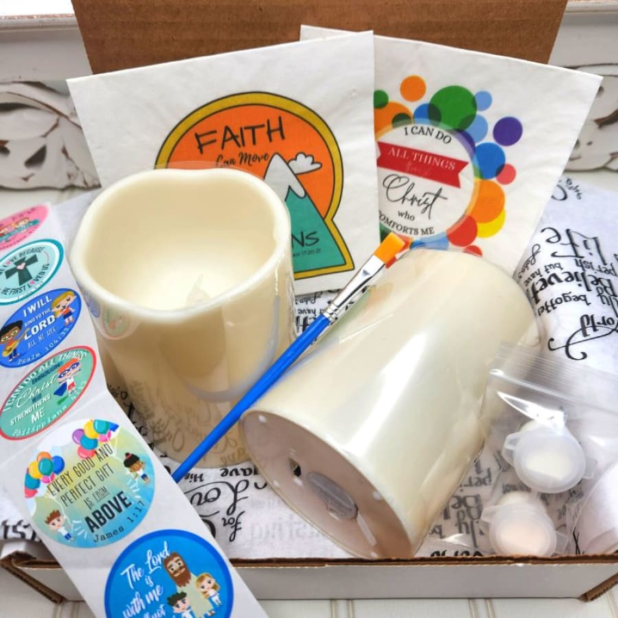 Decoupage Flameless Christian Candle Craft Kit For Kids