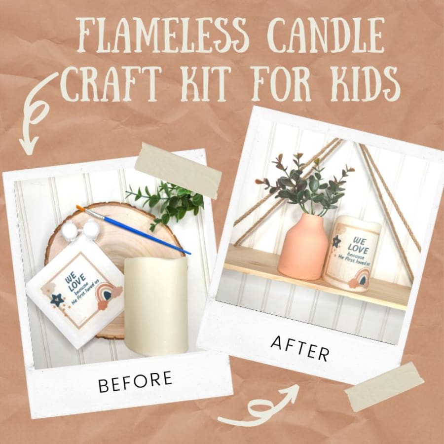 Decoupage Flameless Christian Candle Craft Kit For Kids