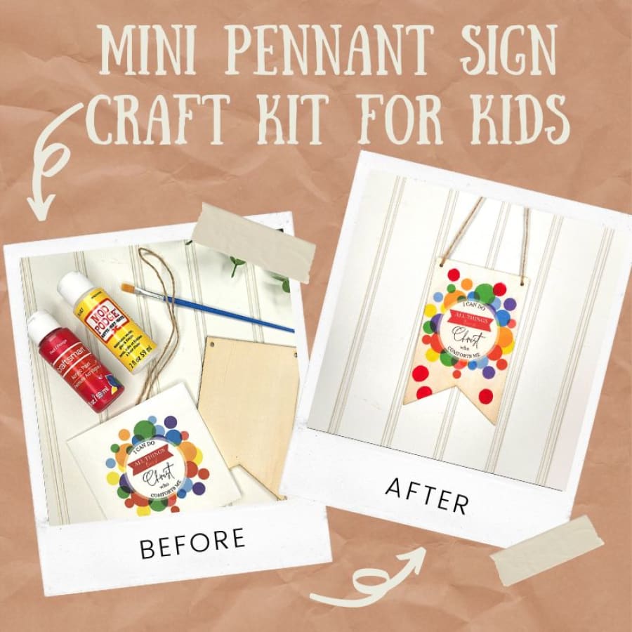 Decoupage Mini Pennant Sign Christian Craft Kit For Kids