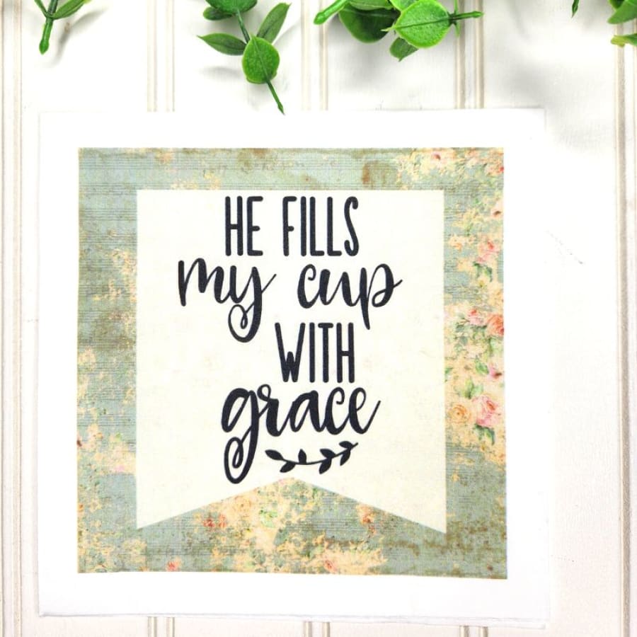 He Fills My Cup With Grace Psalms 23:5-6 Christian Paper
