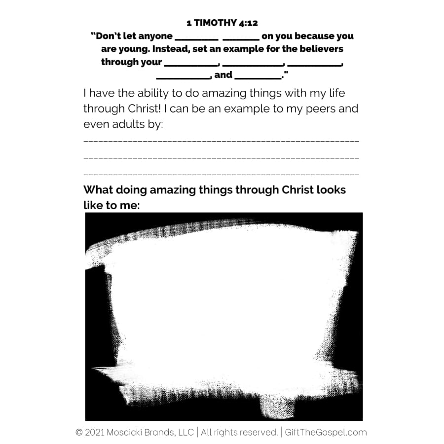 drawing prompt youth bible study lessons pdf free download for teens on 1 Timothy 4:12